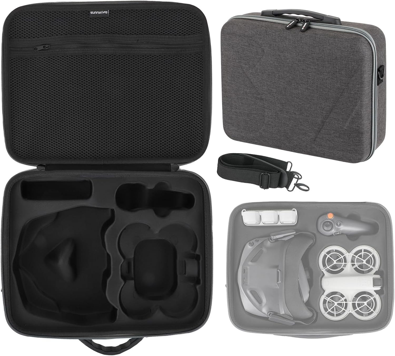 ZJRXM Neo Goggles N3 Bag, Portable Travel Bag, Portable Storage Carry Bag for DJI Neo Goggles N3, RC Motion 3 and Neo Accessories, Darkgray, 33 * 27.5 * 11.4Cm image number 6