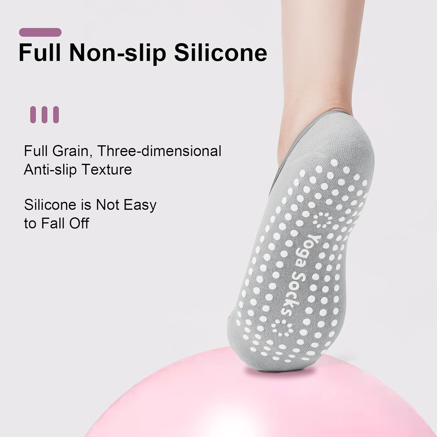 3 Pairs Pilates Socks with Cross-Straps for Women, Anti-Slip Pilates & Yoga Socks with Grips for Ygoa, Barefoot Exercises, Hospital, Indoor Workouts