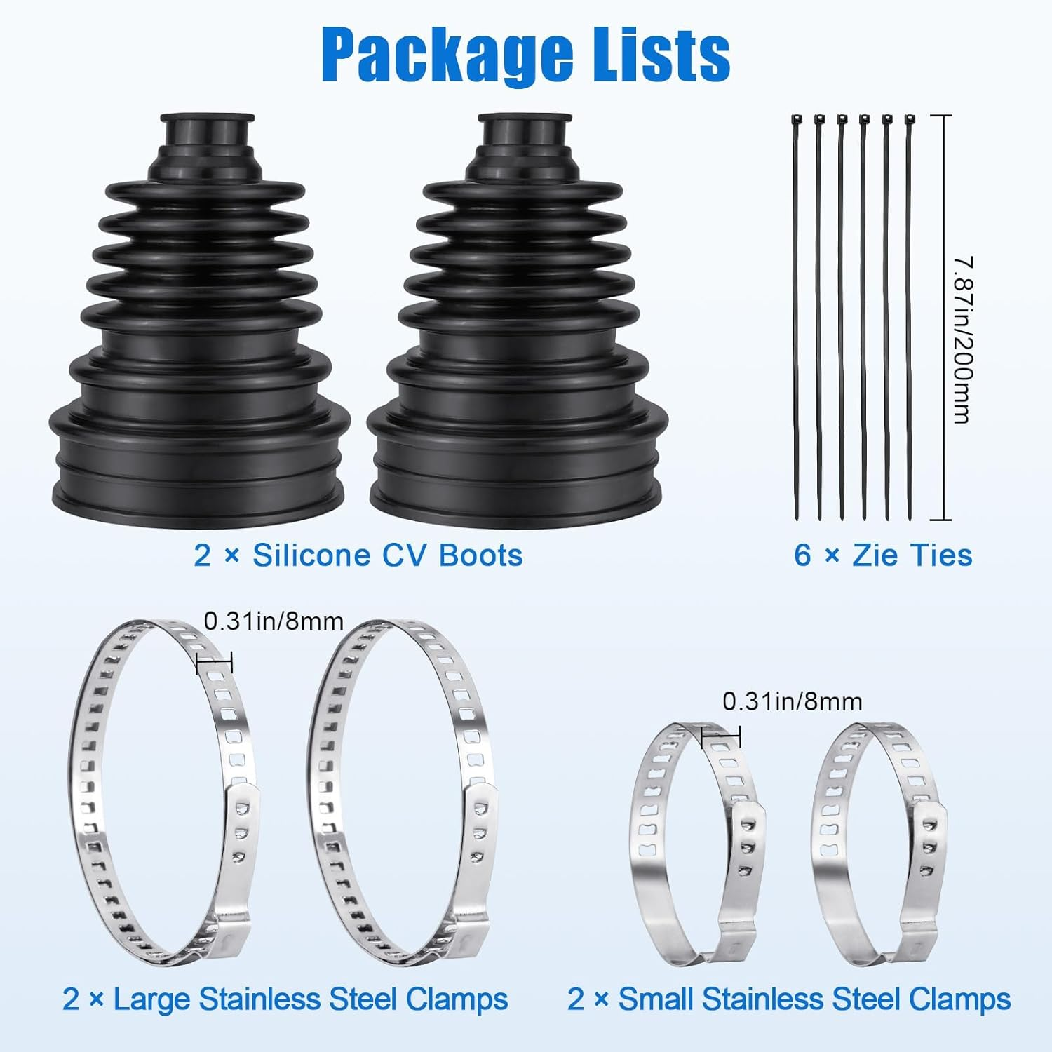 2PCS CV Boot Repair Kit for 19Mm to 24Mm Shafts Universal Car CV Axle Joint Boots Replacement Constant Velocity Kits with Clamps Cable Ties Dustproof Flexible image number 6