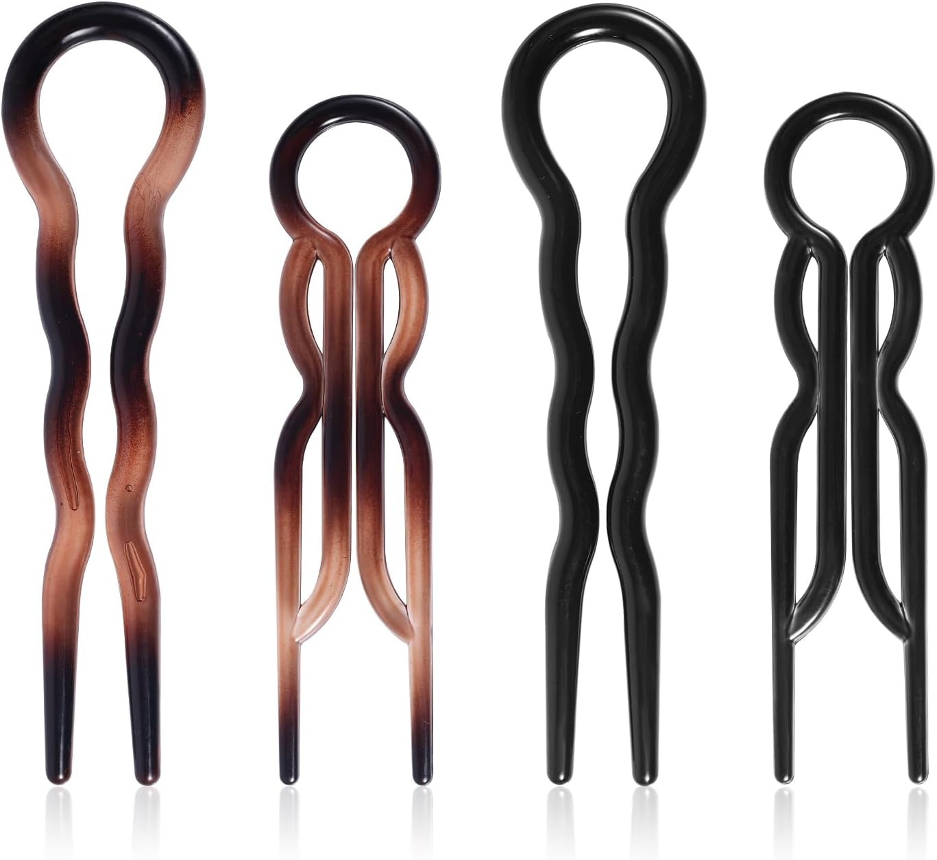 BOXOB Pack of 4 French Hair Pins, 2 Styles, Elegant U-Shaped Magic Grip Hairpin Clips, Accessories for Women, All Hair Types and Any Occasion image number 2
