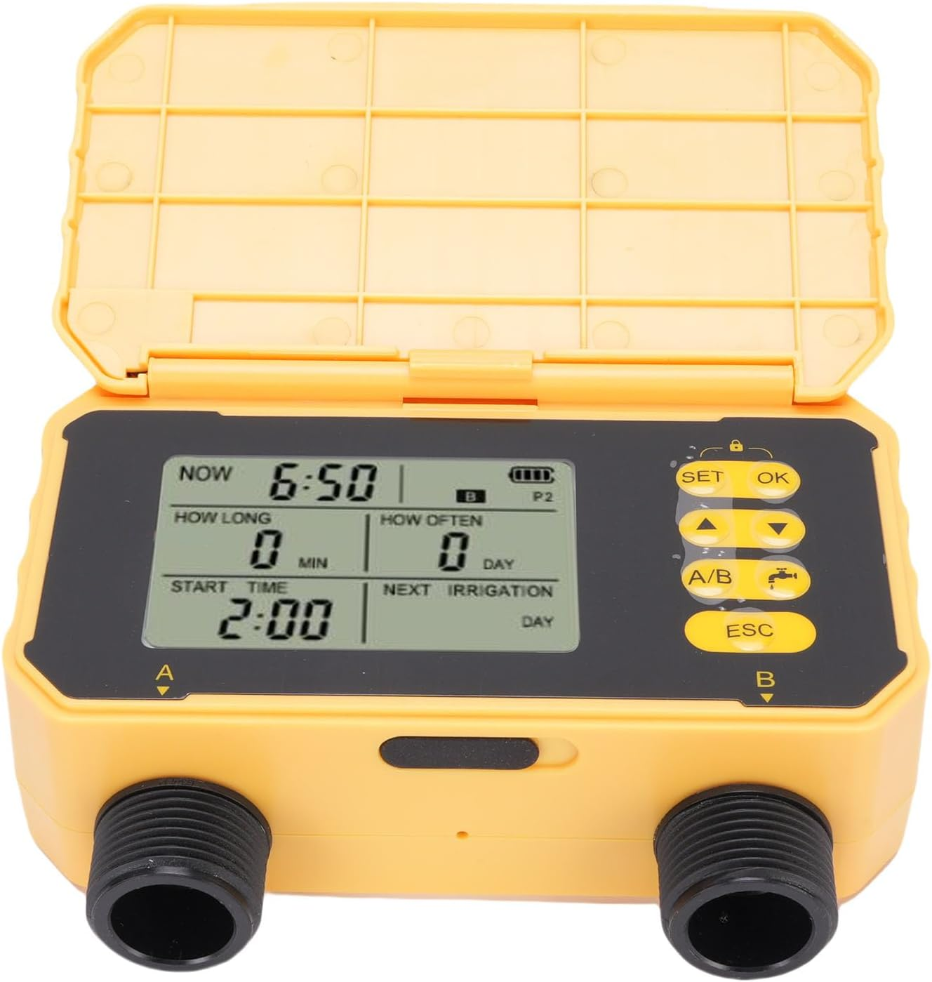 Solar Powered Sprinkler Timer with Rain Delay - Dual Zone Smart Irrigation Controller for Garden, Programmable Outdoor Watering System with Type-C Charging & Filter image number 5