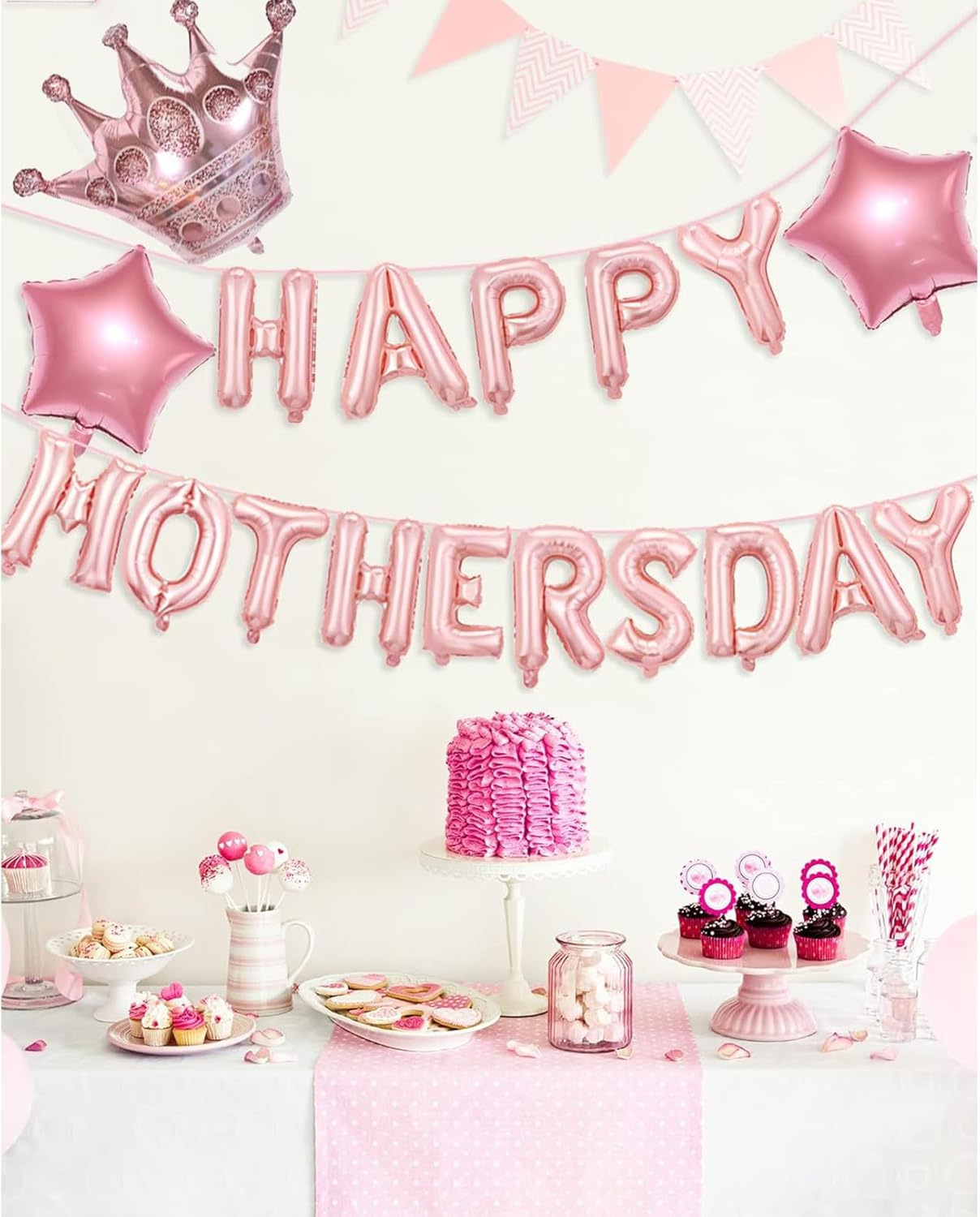 Mothers Day Party Balloons Kit Decorations Pink HAPPY MOTHERS DAY Letter Aluminum Mold Balloon Set - Best Mom Ever Decorations Mothers Birthday Party image number 1