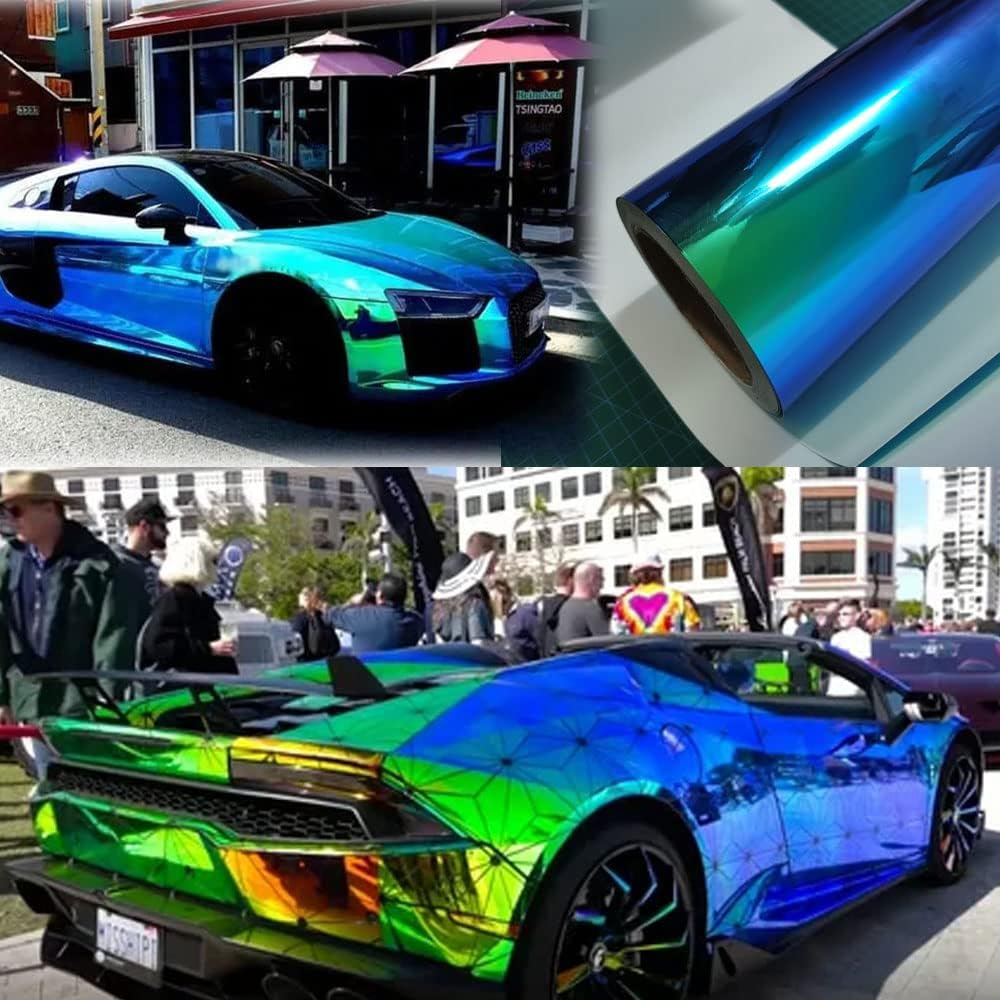 Holographic Rainbow Chrome Car Adhesive Vinyl Wrap Gloss Decal Sticker Film Sheet Air Bubble Free DIY Vinyl image number 3