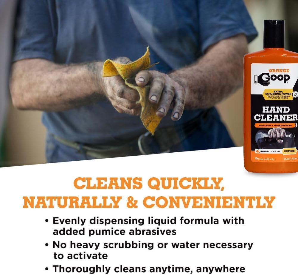 GOOP Orange Liquid with Pumice Multi-Purpose Waterless Hand Cleaner - 16 Oz Flip-Top Bottle image number 4