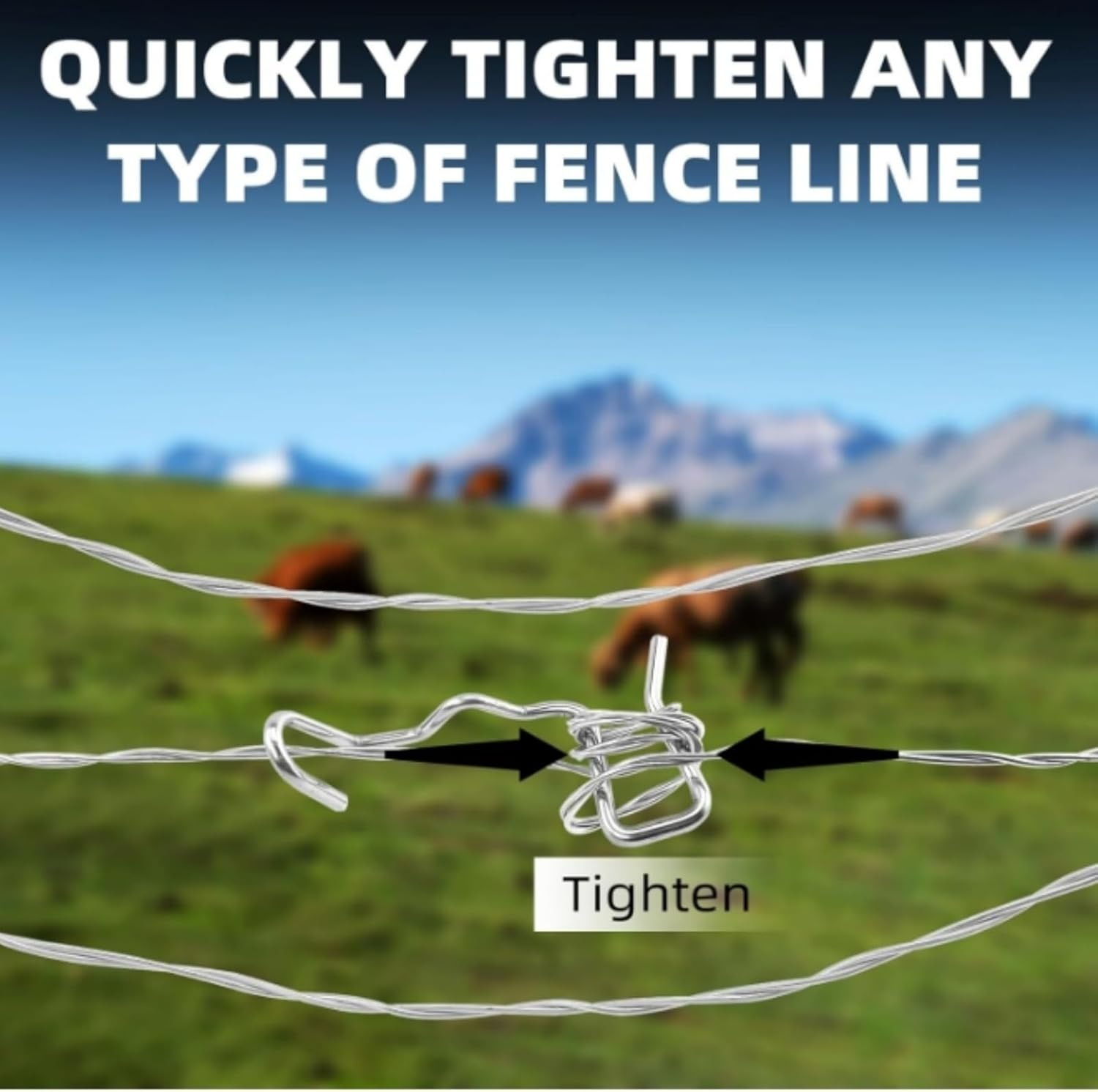 MTJNYZA Fence Wire Tensioner Tool, 20PCS Fence Wire Tightener with 1PCS Tighteners Handle, Barb Wire Fence Tools Wire Tensioner Tool for Wire Fence Farm Garden image number 3