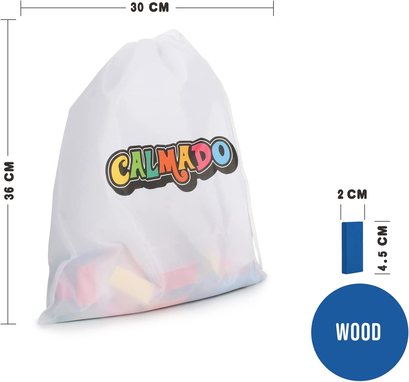 Calmado - Dominoes, 450 Pcs Dominoes Set, Games/Toy Made from Wood, Family Games Domino Grand Edition Set + Bag+ Instruction Manual + Accessories image number 2