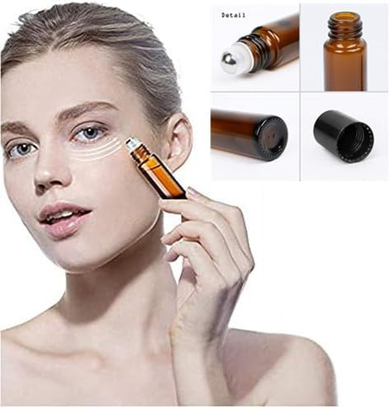 6 PCS Essential Oil Roller Bottles 10 Ml 1/3 Oz Refillable Roll on Bottle Withstainless Steel Ball