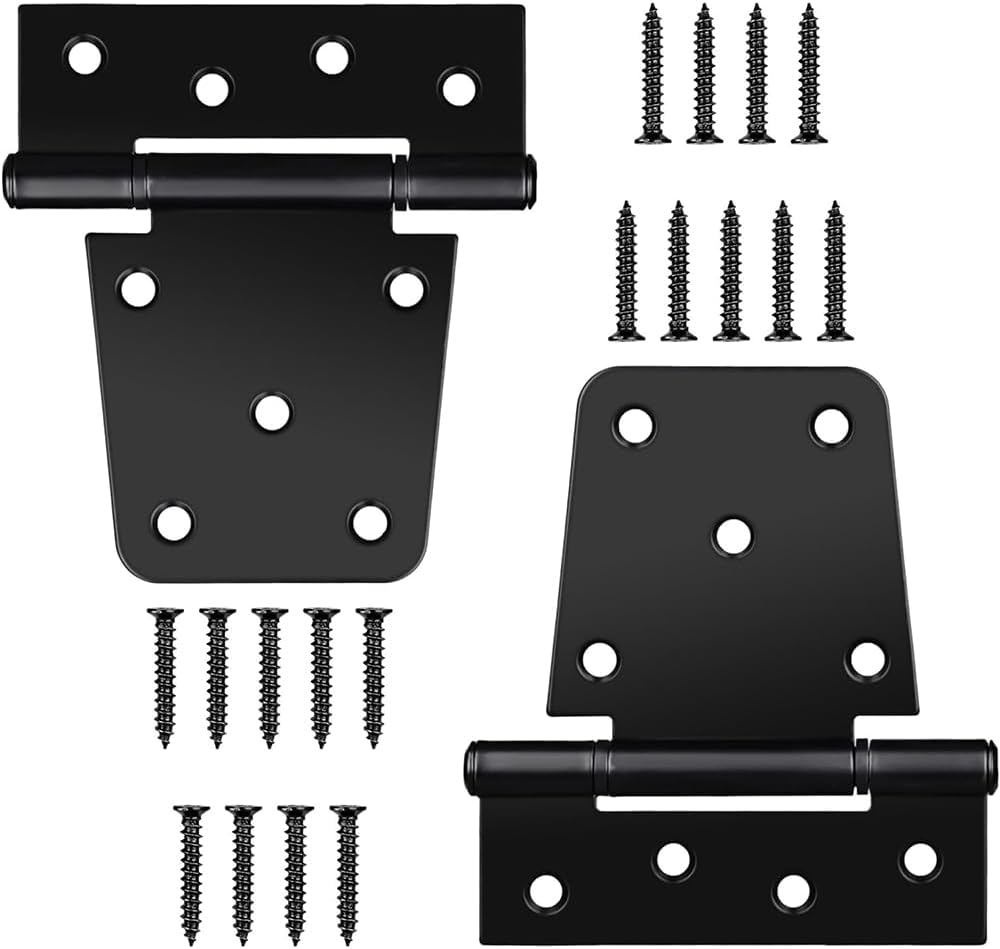 3.5 Inch Gate Hinges Heavy Duty, 2 Pack Black Iron T-Hinge Set with Mounting Hardware for Wood Fence, Barn Door and Outdoor Structures image number 1