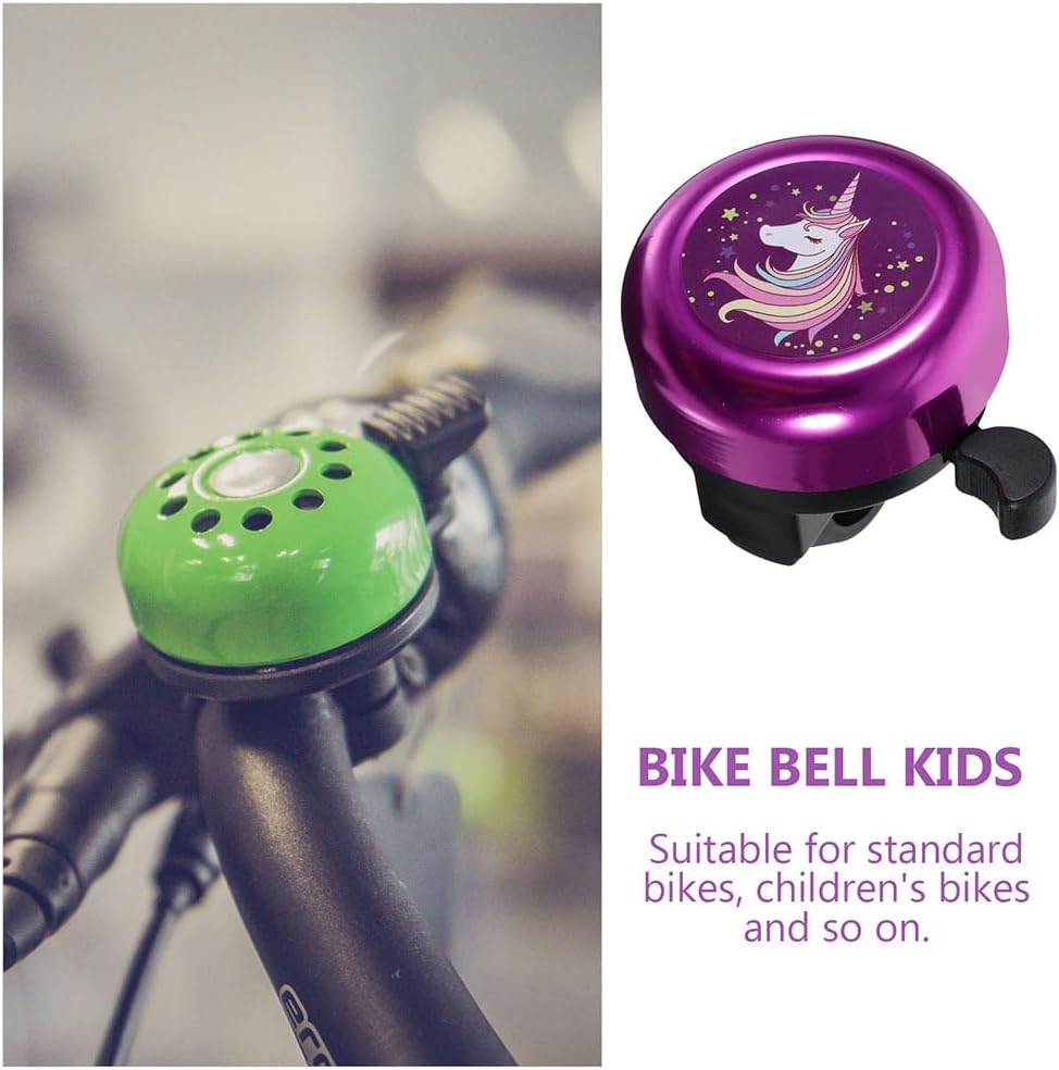 Homoyoyo 2Pcs Bike Bicycle Bell Horn Unicorn, Bike Bell Purple Bicycle Bell, Girls Bike Bell Cartoon Bell Child Plastic Purple with Loud Crisp Clear Sound for Adults Boys Girls Bike