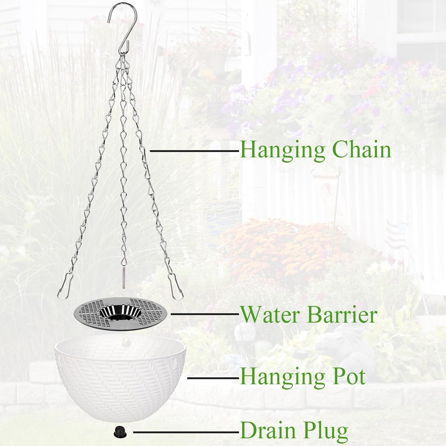 Foraineam 10 Pieces 6 Inch Hanging Planters, Garden Self-Watering Flower Plant Pot Container, Mini Succulent Planter Pots with Hanging Chain image number 3