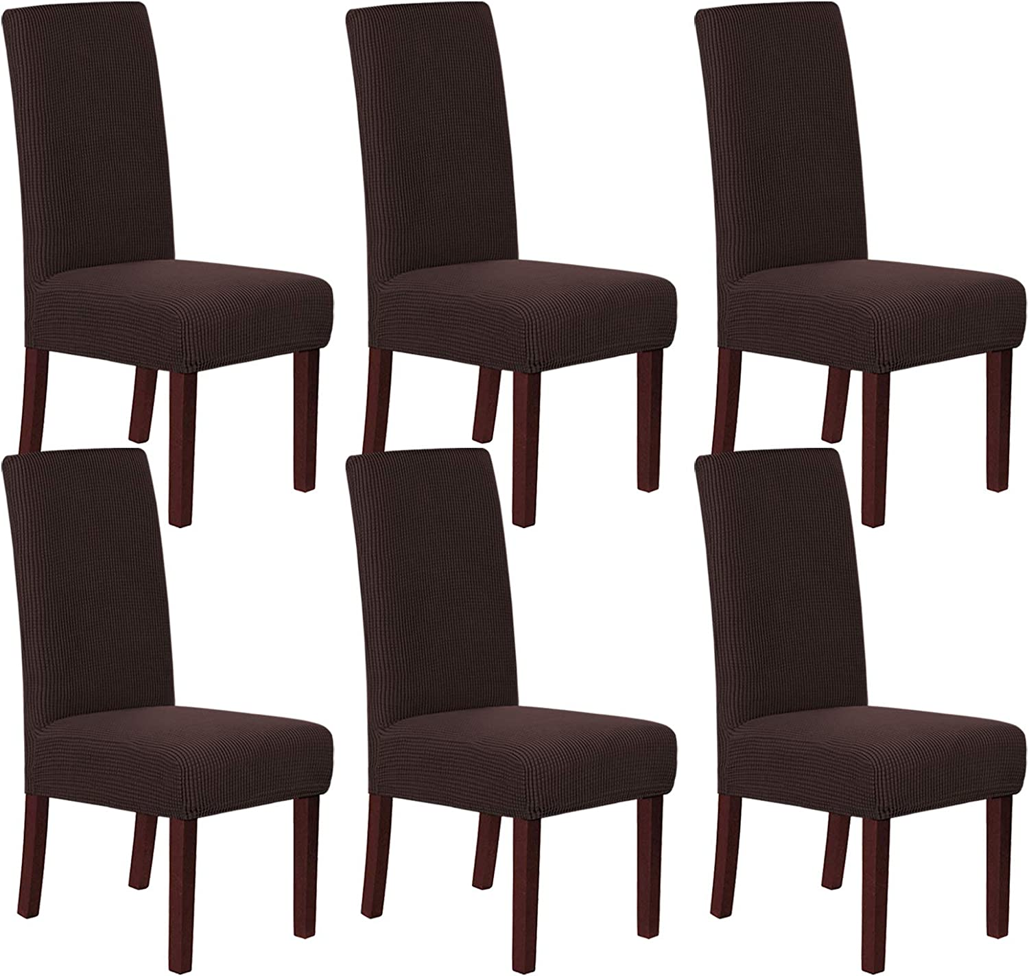 Smarcute Dining Chair Covers Stretch Removable Washable Chair Covers Chair Protector Home Decor Spandex Jacquard Dining Chair Protector Cover for Dining Room Set of 6, Black