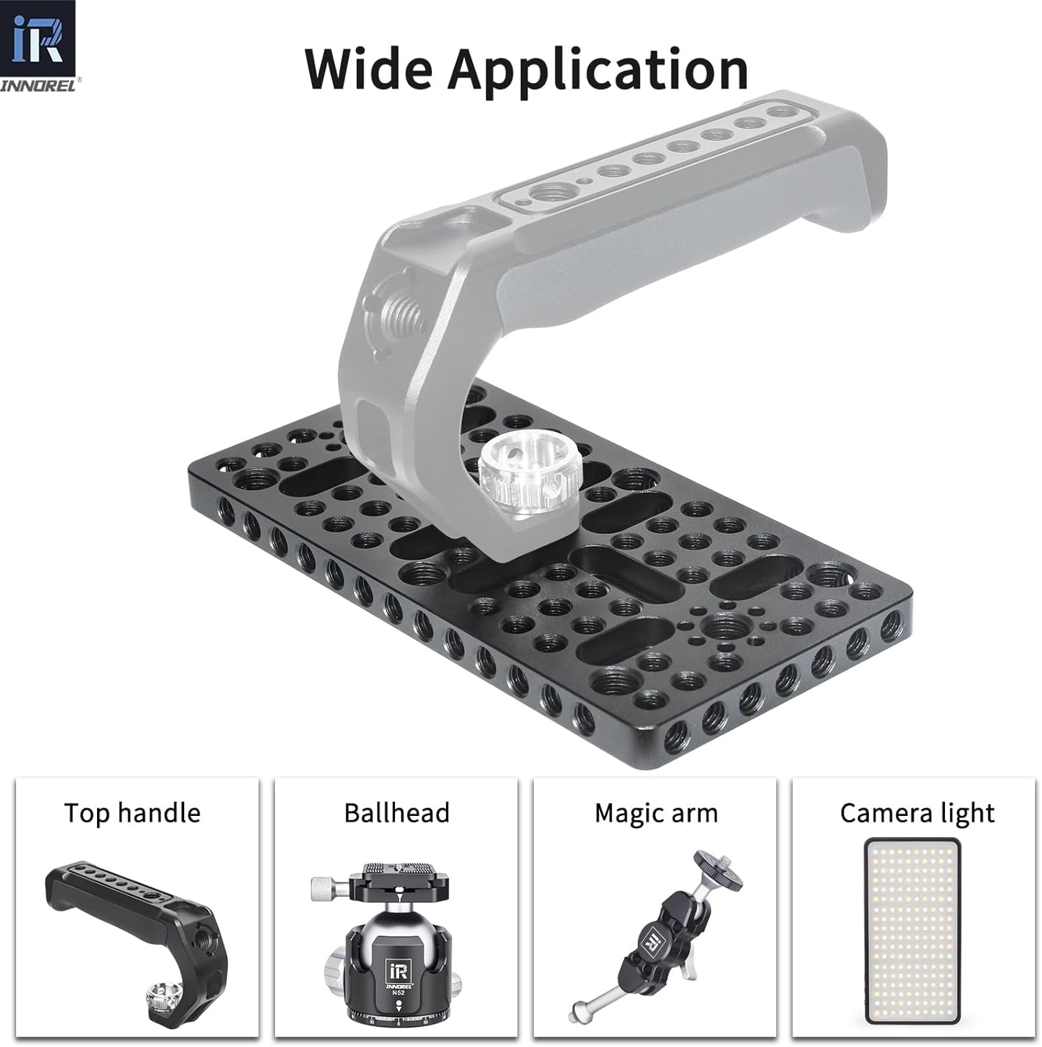 INNOREL CP1407 14 * 7Cm Multi-Functional Cheese Plate with 1/4" & 3/8" Threads, Switching Mounting Plate with Built-In ARRI Locating Holes for Camera and Tripod image number 2