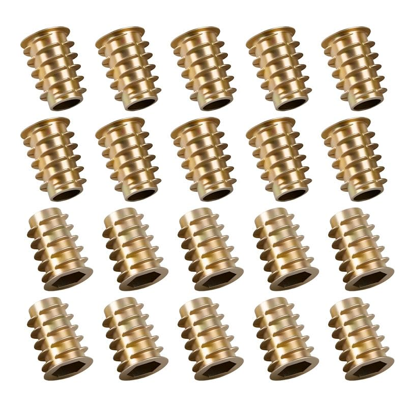 20 PCS Hex Socket Threaded Inserts Nuts, Furniture Bolts for Wood, Construction and Other Cork, Fiberglass, M4*15Mm image number 4
