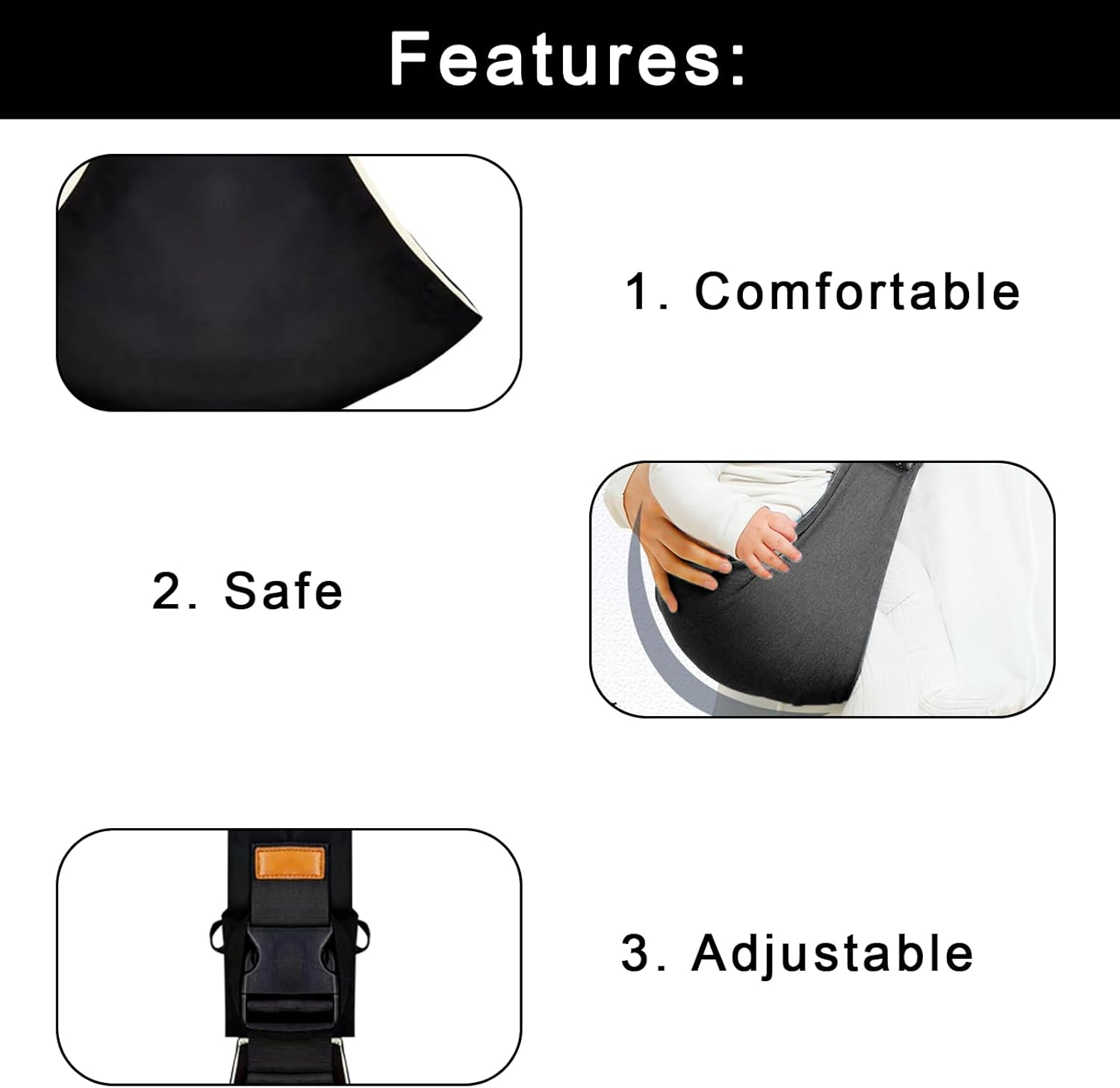 Baby Toddler Sling Carrier Adjustable Lightweight Waist Sling Non-Slip Side Child Chest Hip Seat Carrier Breathable Ergonomic Design for Outdoor Travel Suitable for 0-3 Years Old Babies image number 2