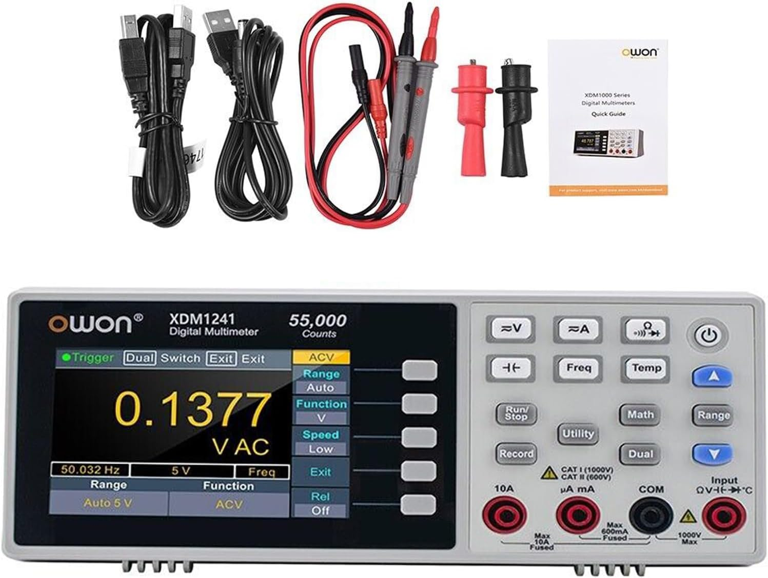 OWON XDM1241 Mini Battery Benchtop Digital Multimeter, 3.7In LCD Desktop Digital Multimeter True RMS Temperature Tester Meter image number 5