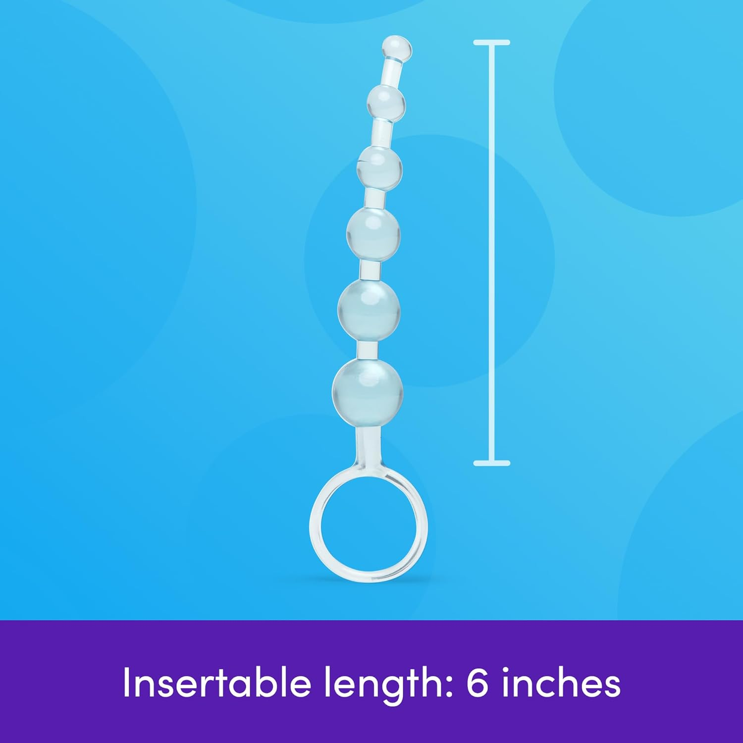 Lovehoney Blue Anal Beads String with Finger Loop - Smooth and Flexible PVC - Beginner Friendly - Graduated Sizes - 6 Inch image number 4