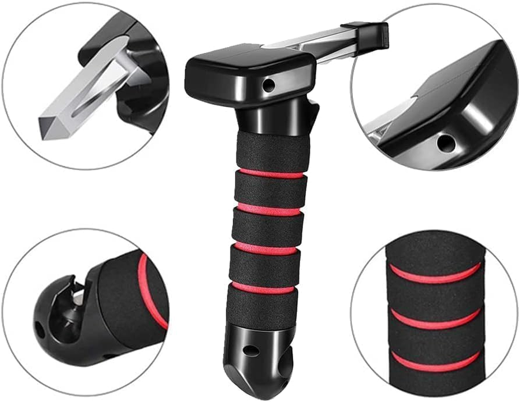 3 in 1 Vehicle Support Handles, Elderly Portable Automotive Door Assist Handles, with Seatbelt Cutter and Window Breaker for Elderly and Handicapped (Handles * 2 Pack), Red, LV849 image number 6