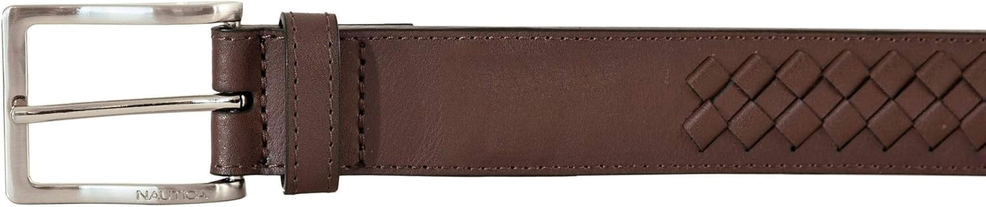 Nautica Mens Bold Fashion and Dress Leather Belt with Metal Buckle, Leather Laced image number 4