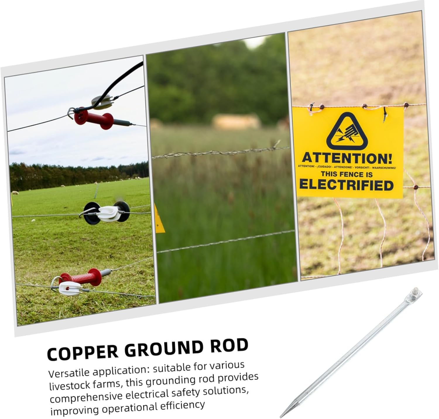 VICASKY Ground Rod for Generators 12Mmx300Mm Brass Galvanized Earth Pin Weather-Resistant Grounding Rod for Electric Fence Systems Antenna Earthing image number 5