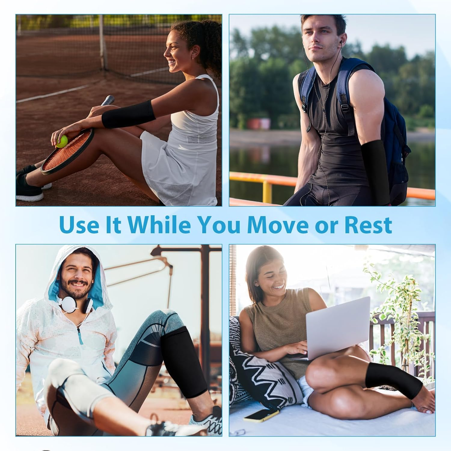 Elbow Ice Pack Wrap Reusable Gel Ice Sleeve for Arm Injuries, Tendonitis & Tennis Elbow, Flexible Hot Cold Compression Ice Sleeve for Pain Relief & Recovery, Fits for Both Arms image number 6