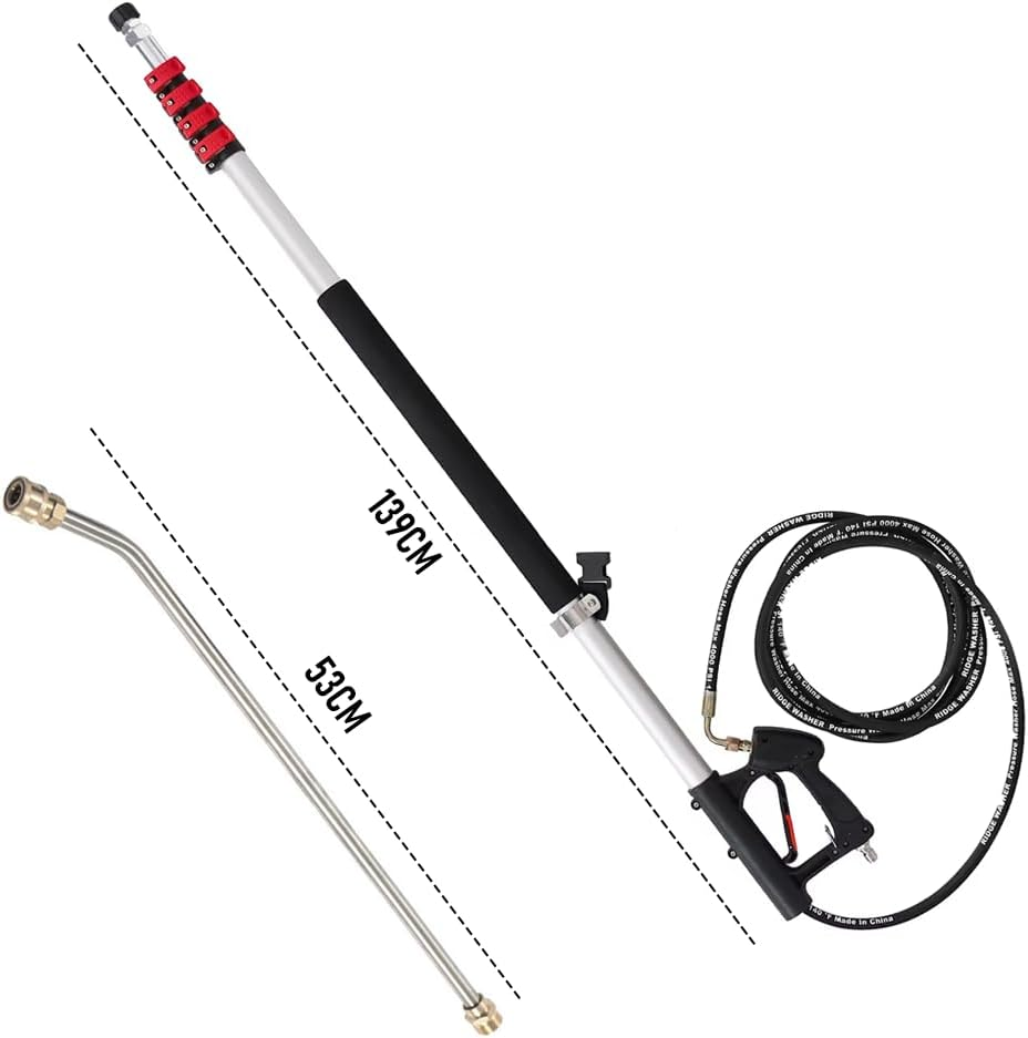 ALSTON 6M Telescoping Pressure Washer Wand Max 4000PSI Length Extendable and Adjustable with Support Belt Spray Wand and 5 Spray Nozzles for High Reach Roof Fence image number 2