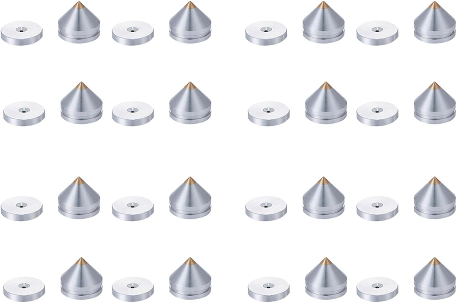 Mellisso 16Set Hifi Audio Foot Spikes Cone Floor Foot Nail Aluminum Alloy Speaker CD Cabinet Power Amplifier Computer(Silver) image number 2