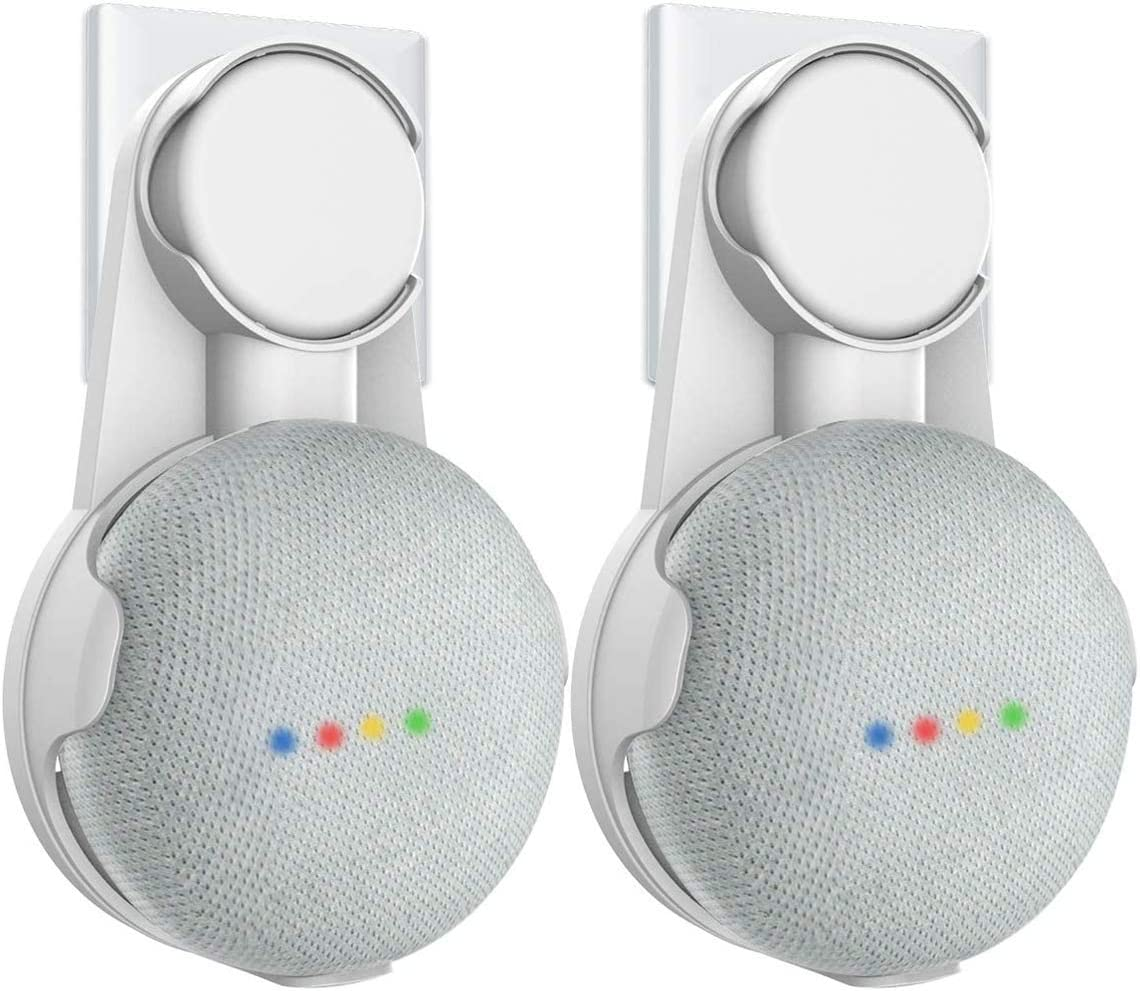 SPORTLINK Outlet Wall Mount Stand Hanger [AUS Plug] for Google Home Mini, Nest Mini 2Nd Gen - Compact Wall Holder Plug in Kitchen Bathroom Bedroom, Hides the Google Home Nest Mini Cord (White)