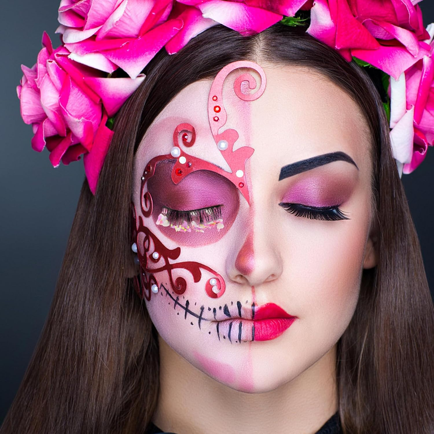 DECOMELODY Colored Glitter False Eyelashes Decorative Lashes with Luminous Stage Makeup for Festival Party Use image number 5