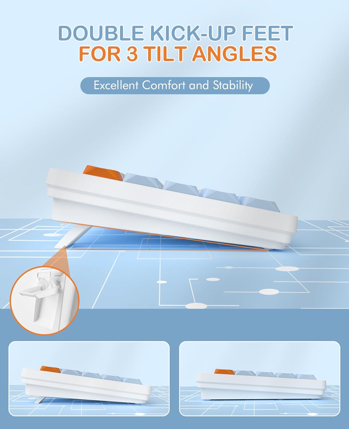 MAGIC-REFINER RKL680 Ultra-Thin Wireless Mechanical Keyboard, 60% Percent Gaming Keyboard, Apex Pro Mini 2.4Ghz/Bluetooth 5.0 Dual Mode, 68 Keys Low-Profile Linear Red Switch for Win/Mac/Tablet - White (Red Switches) image number 2