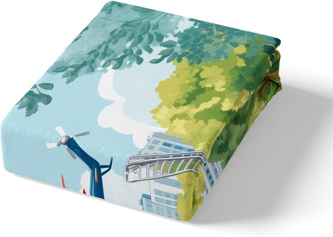 Fire Engine Duvet Cover Set, S Size, Children'S Boys Aeroplane Police Car Bedding Set, Cartoon Car Comforter Cover, Teens Child Sleep Decor, Modern Traffic Vehicles Quilt Cover, 1 Pillowcase image number 2