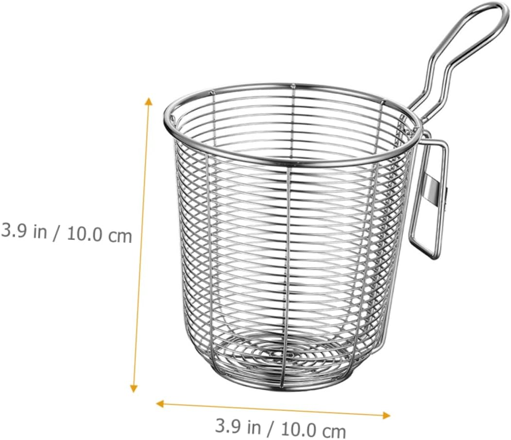 Operitacx Mesh Pasta Basket Stainless Steel Mesh Spider Strainer for Pasta Ramen Noodles Dumpling Deep Fried Food