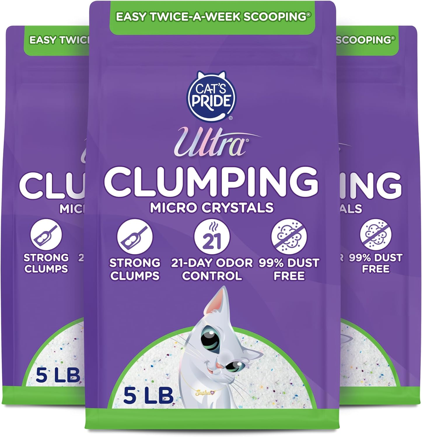 Ultra Clumping Micro Crystals Premium Cat Litter - Dust Free, Soft on Paws, Fragrance Free - 15 Lbs. Total (3Pk of 5 Lbs.) image number 2