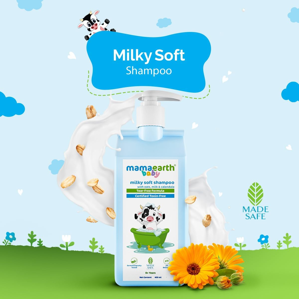 Mamaearth Milky Soft Shampoo with Oats, Milk and Calendula for Babies (400 Ml) image number 2
