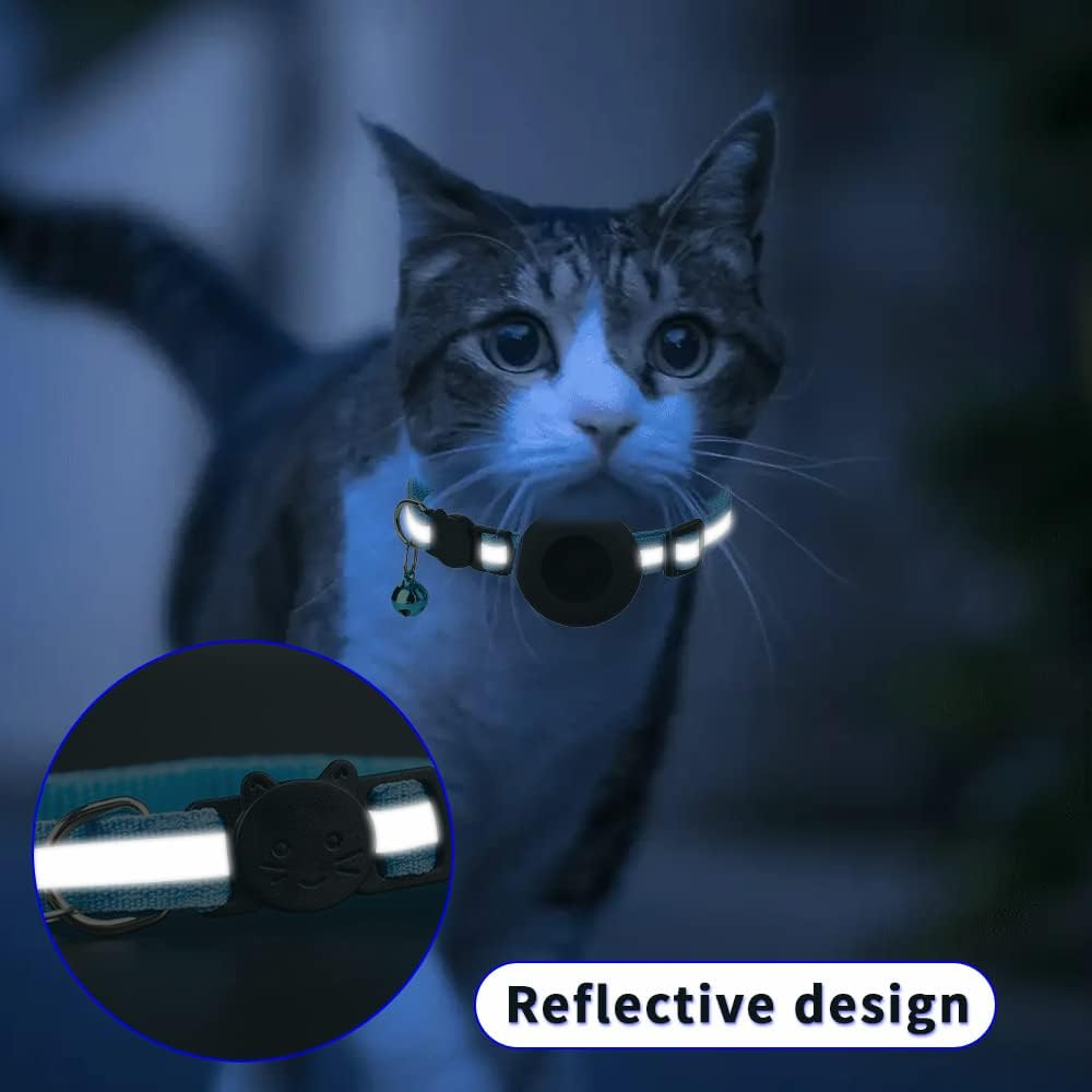 Airtag Cat Collar, Reflective Cat Collar with Bell, Reflective Collar with Safety Closure, Airtag Holder in 3/8 Inch Width, Safe, Lightweight, Comfortable image number 5