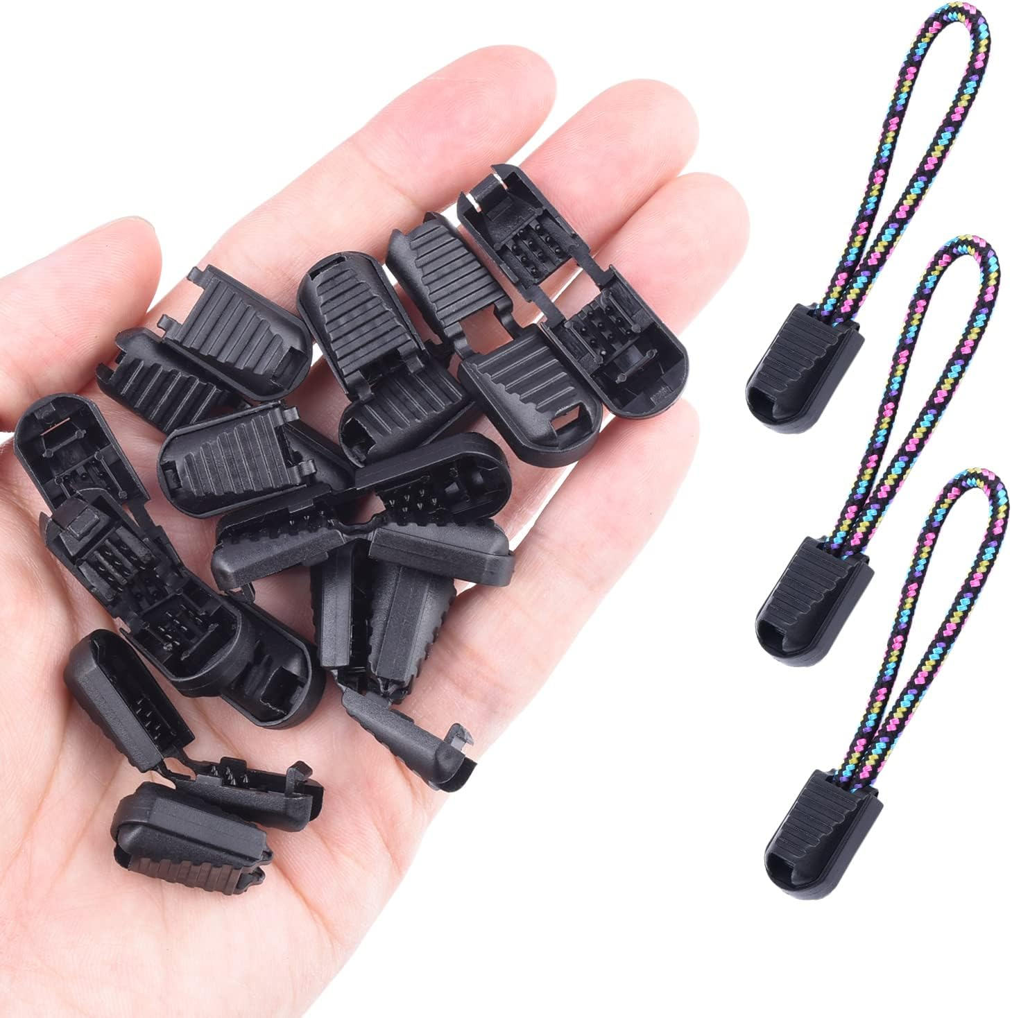 25 Pack Zipper Pull Tabs Cord Ends Tips Shoe Lace End Clips Cord Lock for Paracord Molle Backpack Quick No Tied Shoelace Triathlon Marathon Running Shoe