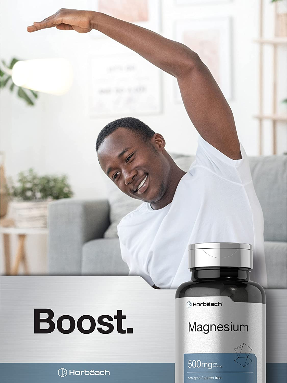 Magnesium 500Mg | 180 Caplets | as Magnesium Oxide | Vegetarian, Non-Gmo, and Gluten Free Supplement | by Horbaach image number 5