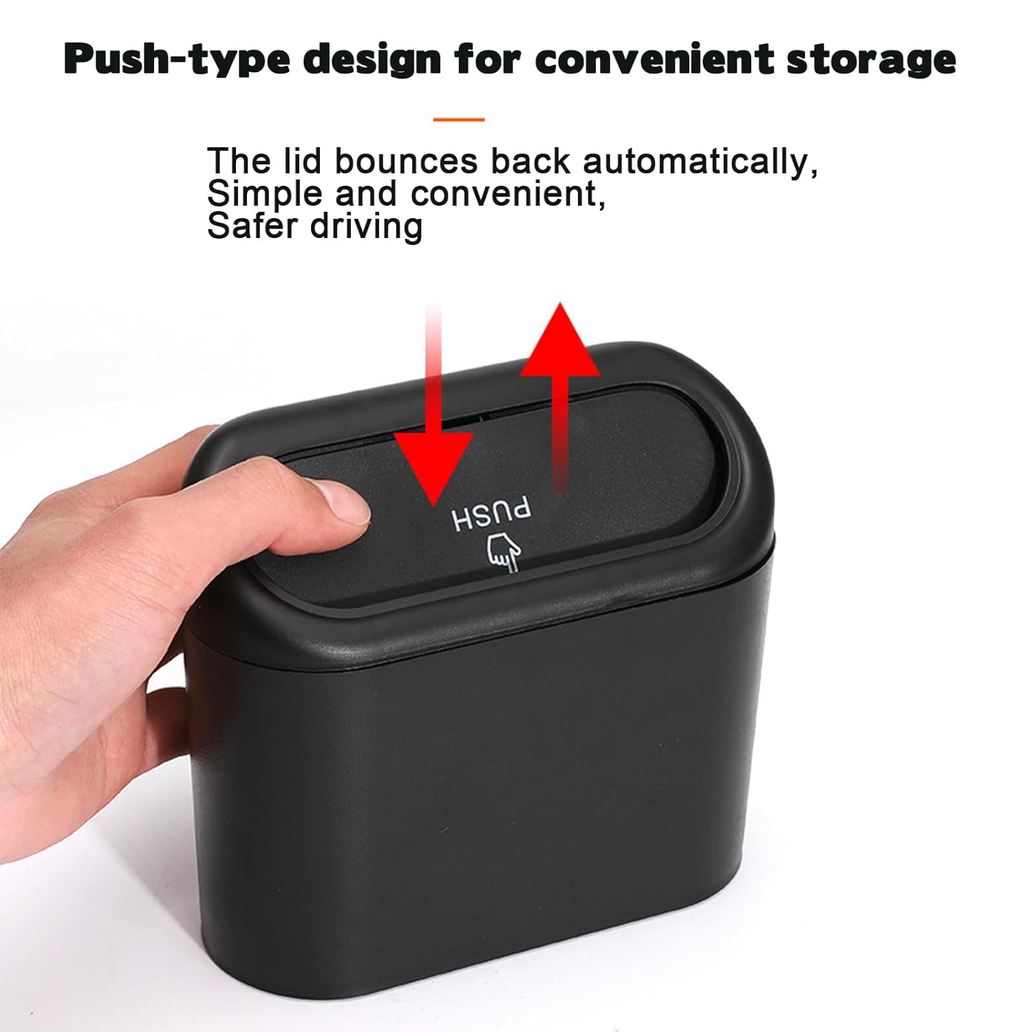 Car Trash Can Bin with Lid & 90PCS Trash Bags Small Car Garbage Can Leakproof Mini Car Accessories Trash Bin Car Dustbin Organizer Container for Car Office Home image number 2