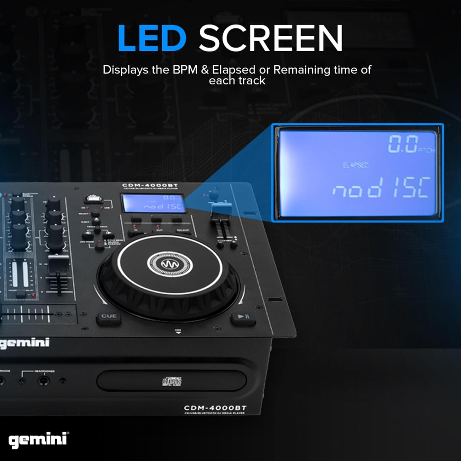 Gemini CDM-4000BT Dual CD/USB Media Player -CD/MP3/USB Mixer Combo (Black) image number 2