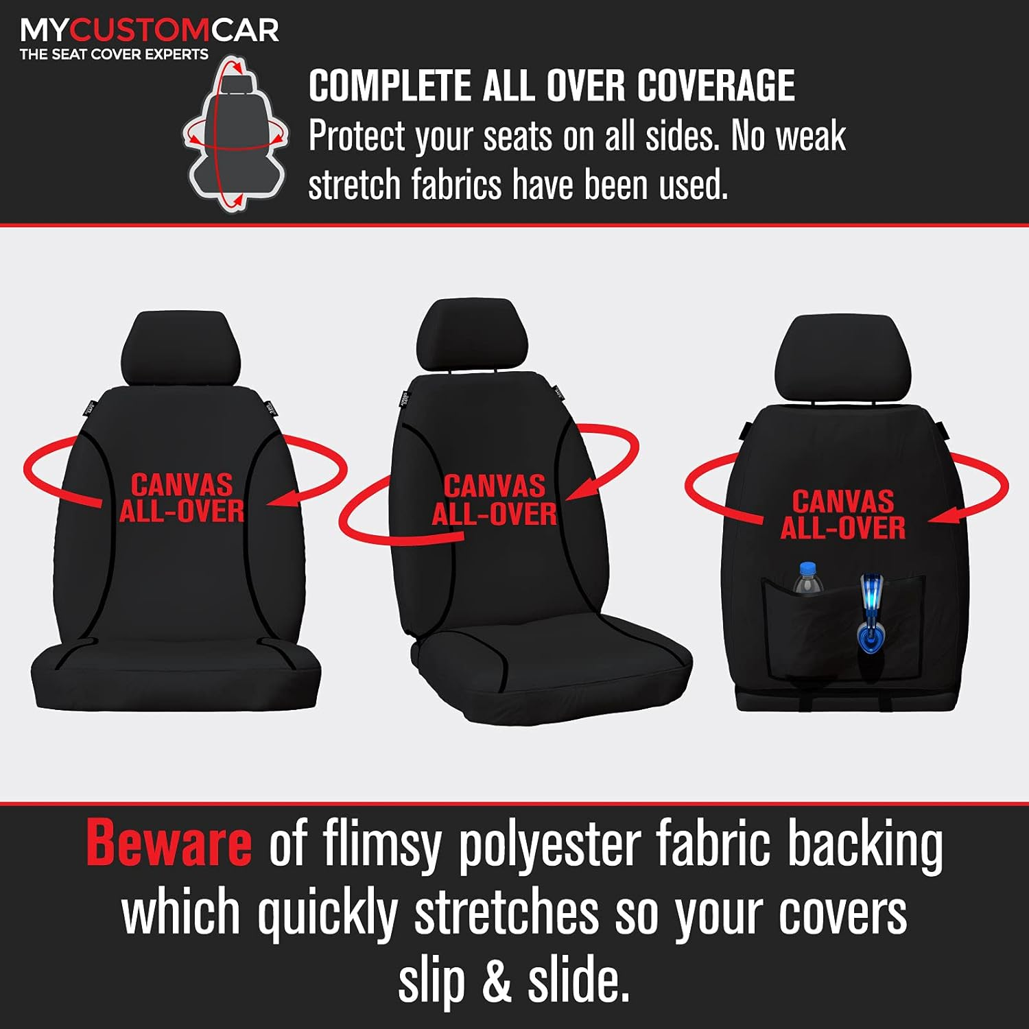 For Holden Trailblazer RG SUV 2016-2020 TRADIES Rear (Row 2) Black Canvas Seat Cover image number 2