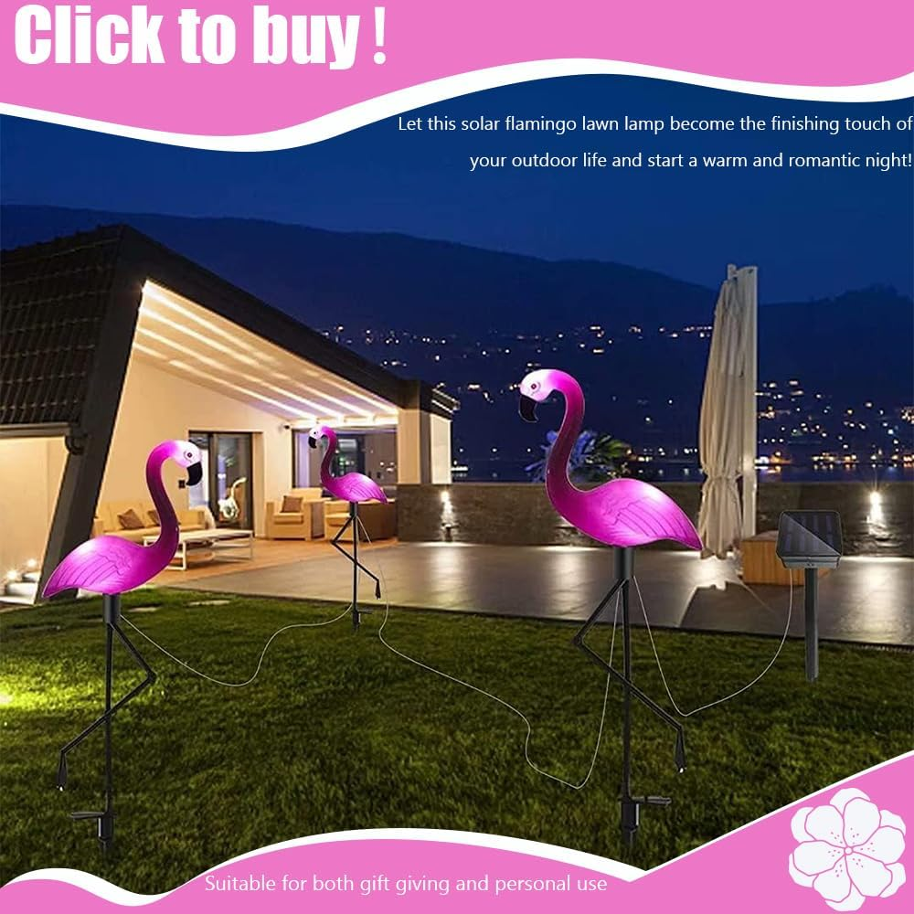 Flamingo Decorative Light,Solar Garden Light,Flamingo Garden Decor,Solar Powered Stake Light,For Yard Patio Lawn Pathway Walkway Driveway,Birthday Holiday Party Night Decoration image number 1