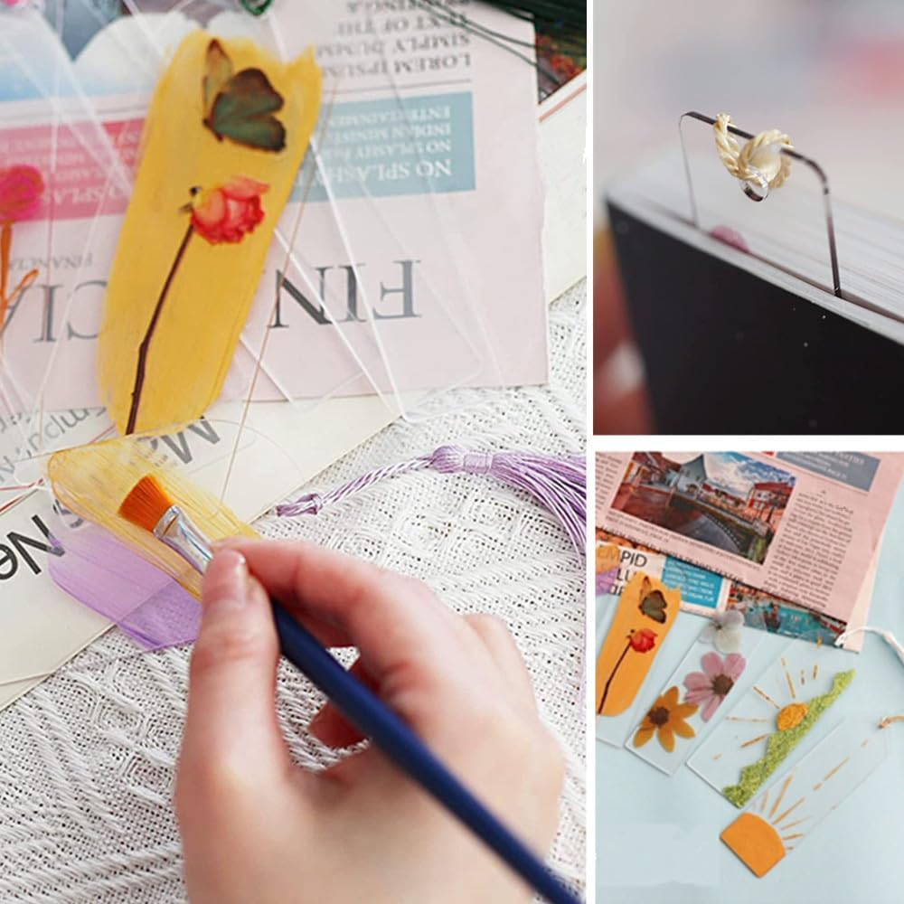 Cuicanfla 61 Pcs Blank Acrylic Bookmark Set, 30PCS Clear Acrylic Craft Bookmarks + 30PCS Colorful Tassel + 1PCS Cord, Acrylic Bookmark, for DIY Craft Ornaments image number 5