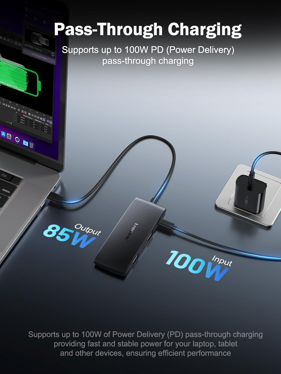Lemorele Docking Station Dual Monitor- 7-In-1 USB C Hub with 2 HDMI Adapter 4K@60Hz,Usb 3.0 & 3-Port USB 2.0,100W PD Charging,Plug and Play for Dell/Hp/Macbook/Surface Laptop image number 4