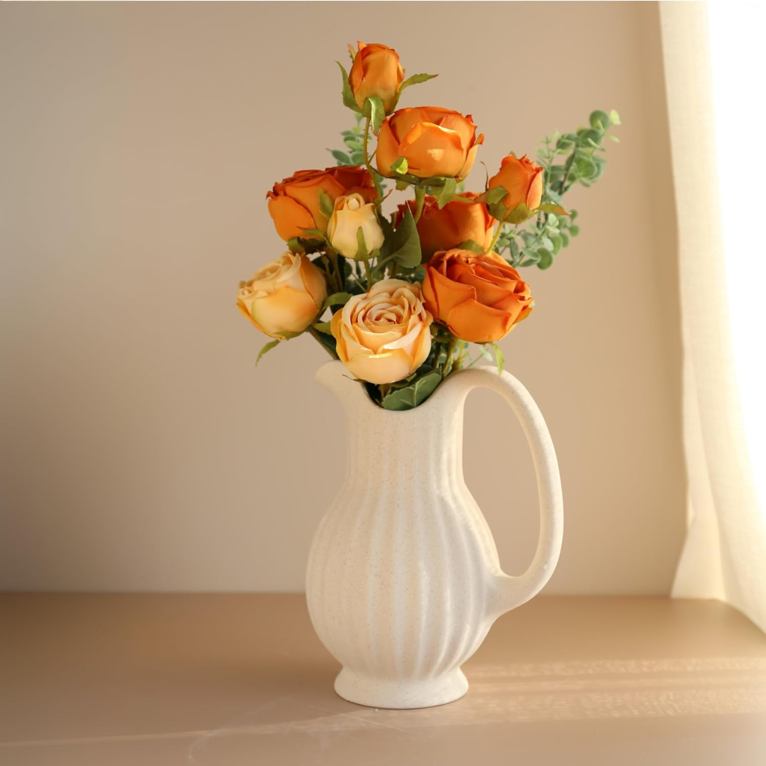 BRMM MIA Ceramic Vase, Nordic Modern Boho Ins Style Decorative Ceramic Aesthetic Flower Vase for Home Decor (Cup Shape) image number 1