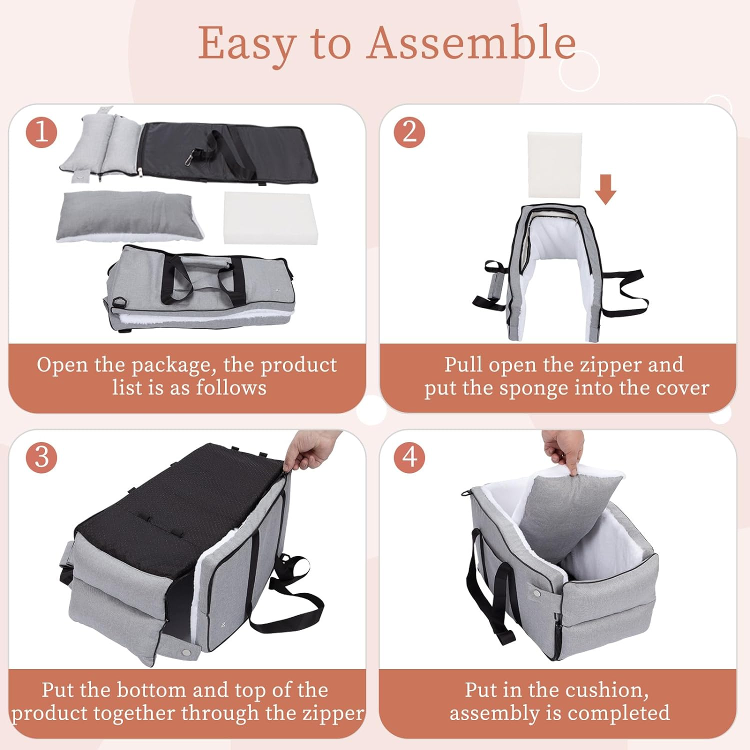 Center Console Dog Car Seat, Dog Car Seat for Small Dogs Cats under 12 Lbs, Dog Booster Car Seat with Safety Tethers, Washable Dog Car Bed, Dog Travel Bag with Fixed Straps, Fits Car, Travel image number 4