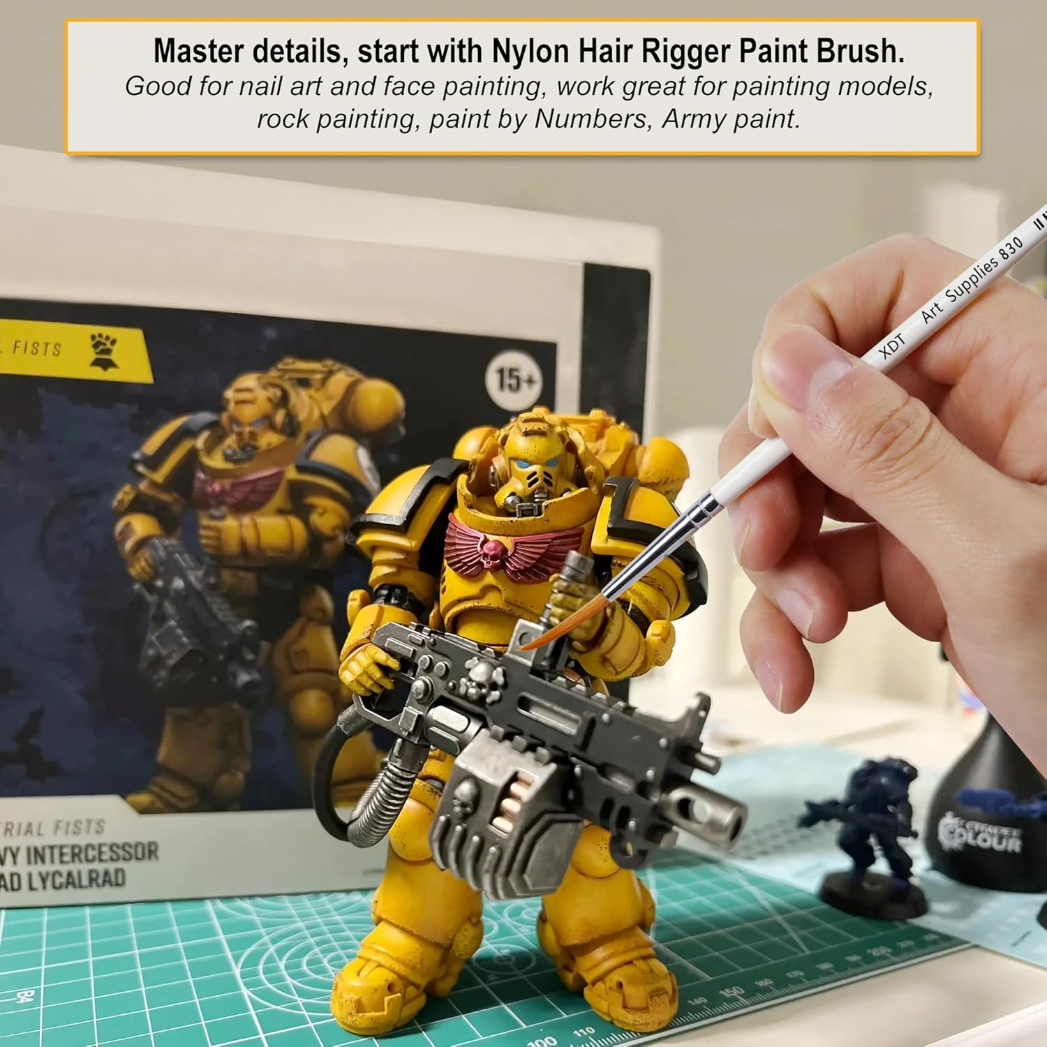 XDT#830 Rigger Artist Paint Brush 6 Piece Set Extra Long Fine Point Liner Tip #000#00#0#1#2#3, Scale Models Nail Acrylic Oil Watercolor image number 4