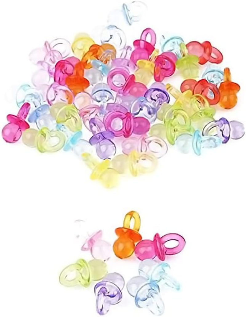Mini Dummy Pacifier Soothers,100 Pack Acrylic Decorative Dummies Clear Table Scatter Confetti for Babyshower Baby Shower Christening Wedding Birthday Kids Party Muticolor image number 4