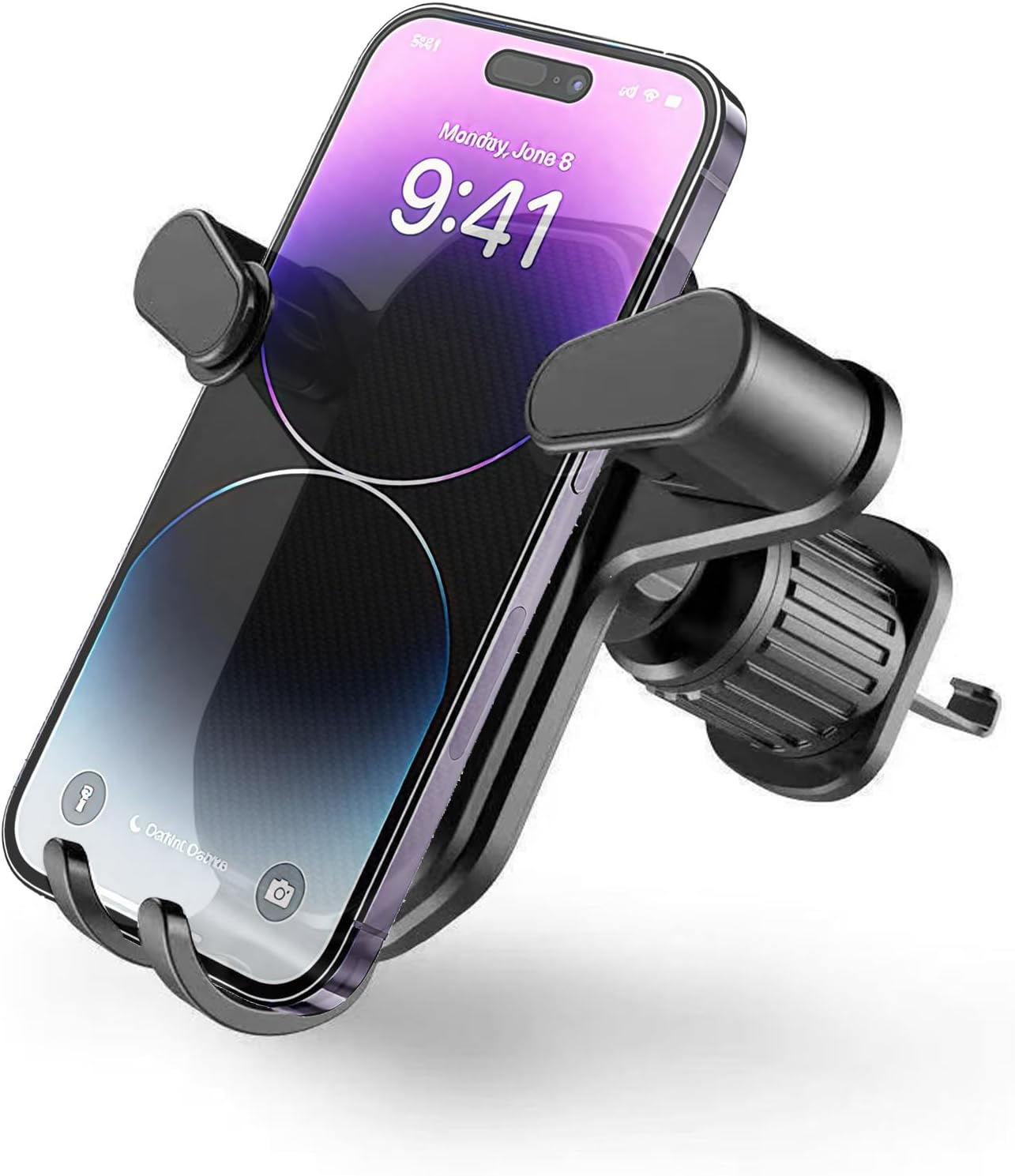 Car Phone Holder Mount,Car Phone Holder - Air Vent Mount with Upgraded Double Metal Hook, 360&deg; Adjustable Design, Compatible with Iphone, Samsung, Nokia and Smartphones image number 2