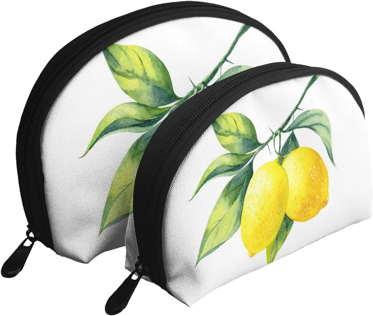 Cozimangoe Coin Pouch Makeup Bags Set, 2 Piece Shell Shape Cosmetic Bag with Pockets for Daily Travel Handbag Lipstick Keys Toiletry, Personalized Bright Yellow Lemon Fresh Fruit image number 6