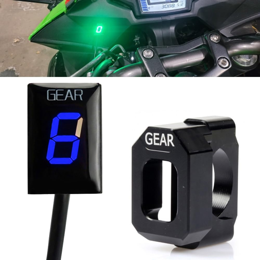 1-6 Speed ​​LED Digital Gear Indicator Waterproof Compatible with Kawasaki ER6N Z1000 SX Ninja 400 650 Z800 Z750 Versys 650 Z650 W800 Ninja 300 Vulcan