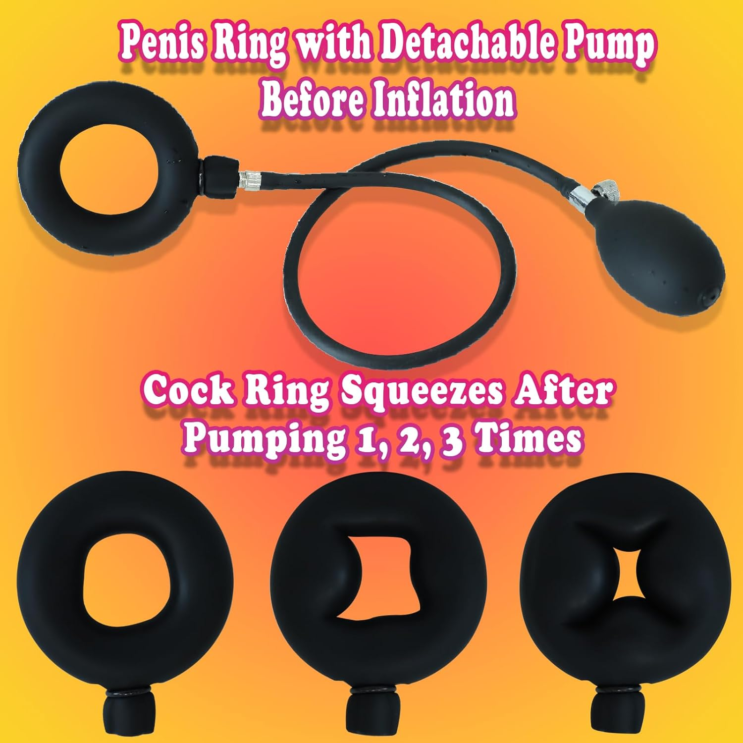 Silicone Cock Ring Inflatable Cock/Penis/Ball Rings for Couples, Penis Enlarger Ring, Erection Sexual Aid for Sexual Dysfunction and Premature Ejaculation, Lasting Sex Enhancement, Couples Sex Toys image number 1